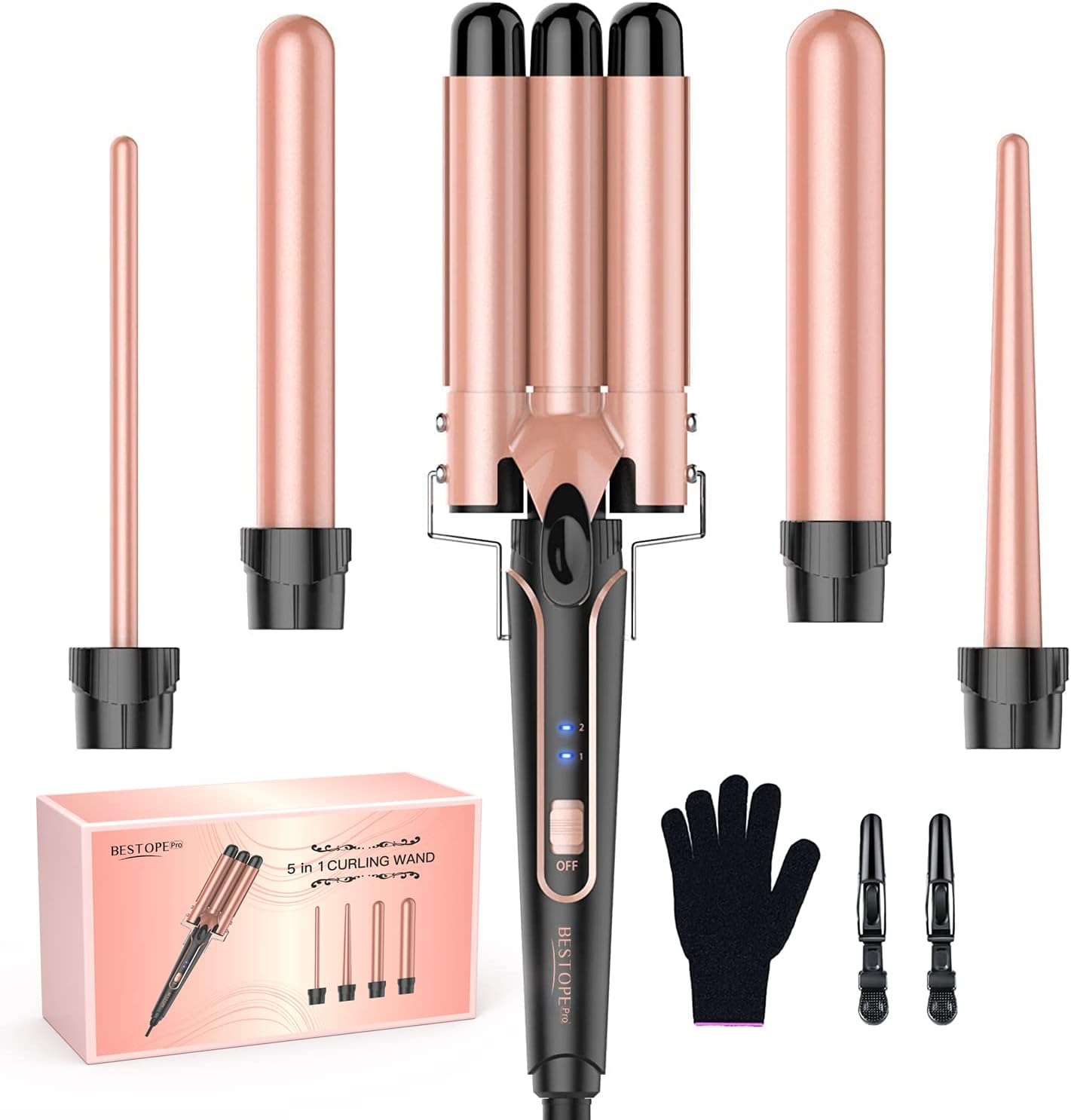 Waver Curling Iron Wand, BESTOPE PRO 5Waver Curling Iron Wand, BESTOPE PRO 5  