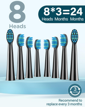 Load image into Gallery viewer, Coulax Electric Toothbrush for Adults and Kids - Coulax Electric Toothbrush, Rechargeable Toothbrush, Electric Toothbrush with 8 Brush Heads, 5 Modes, 2 Minute Timer, Dark Black

