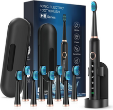 Load image into Gallery viewer, Ultrasonic Electric Toothbrushes for Adults - Rechargeable Sonic Toothbrush with Travel Case，Battery Powered Toothbrush, Electric Tooth Brush Travel Toothbrush with 8 Dupont Heads
