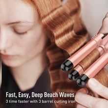 Load image into Gallery viewer, Waver Curling Iron Wand, BESTOPE PRO 5 in 1 Curling Wand Set with 3 Barrel Hair Crimper for Women, Fast Heating Hair Wand Curler in All Hair Type

