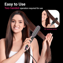 Load image into Gallery viewer, Hair Straightener Brush-Negative Ion Hair Straightener Styling Comb, 9 Temps 30s Fast Heat Straightening Brush with Hot Comb&amp;Led Display, Straightening Comb for Women Curl, Auto Off&amp;Anti Scald-Gray
