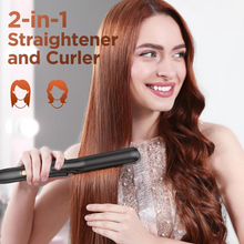 Load image into Gallery viewer, 5 in 1 Wand Curling Iron-Kinked Curling Wand Set with Flat Iron Hair Straightener, 3 Barrels Hair Crimper, 3 Ceramic Curling Irons (0.35 &quot;-1.25&quot;), 2 Temps Fast Heat Hair Waver Curler with Glove &amp; Clip
