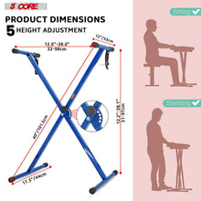 Load image into Gallery viewer, 5 Core Keyboard Stand Digital Piano Riser Adjustable X Style Electric Key Board Casio Synth Holder Foldable Portable Fits 54 61 88 Keys - KS 1X
