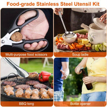 Load image into Gallery viewer, 19Pcs Camping Cooking Utensil Kit Portable Picnic Cookware Outdoor Kitchen Equipment Gear Campfire Barbecue Appliances with Storage Bag
