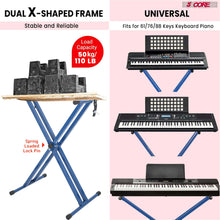 Load image into Gallery viewer, 5 Core Keyboard Stand Digital Piano Riser Adjustable X Style Heavy Duty Electric Key Board Casio Synth Holder Foldable Portable Fits 54 61 88 Keys - KS 2X
