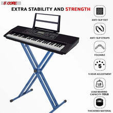 Load image into Gallery viewer, 5 Core Keyboard Stand Digital Piano Riser Adjustable X Style Heavy Duty Electric Key Board Casio Synth Holder Foldable Portable Fits 54 61 88 Keys - KS 2X
