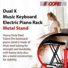 Load image into Gallery viewer, 5 Core Keyboard Stand Digital Piano Riser Adjustable X Style Heavy Duty Electric Key Board Casio Synth Holder Foldable Portable Fits 54 61 88 Keys - KS 2X
