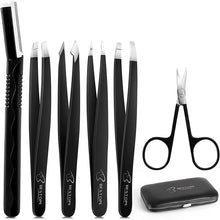 Load image into Gallery viewer, Eyebrow Tweezers Professional Set 6Pcs Precision Tweezer for Eyebrows Plucking Ingrown Hair Removal Tool, Daily Beauty Tool for Women and Men
