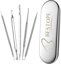 Load image into Gallery viewer, Blackhead Remover Tool Kit 5Pcs Spot Remover Tool- Acne Pimple Comedone Extractor - Pimple Popper for Facial Care Skin Protect with Silver Metal Case (5PCS)
