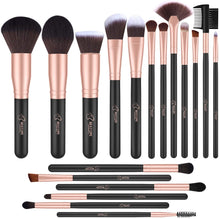 Load image into Gallery viewer, BESTOPE PRO Lot de 18 pinceaux de maquillage professionnels synthétiques de qualité supérieure pour fond de teint, poudre, blush, anti-cernes
