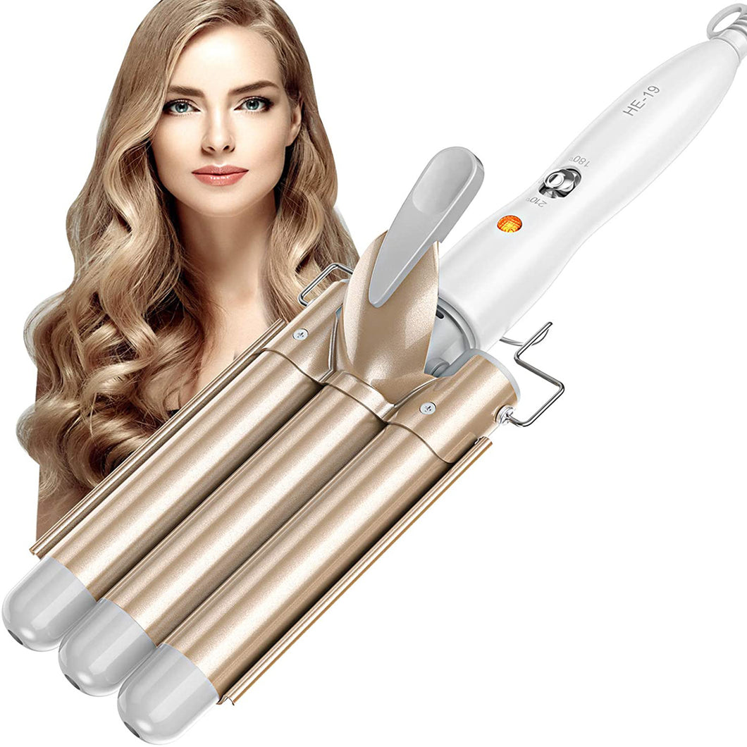 Hair Waver 3 Barrel Curling Wand - Hair Curler for Long Hair 25mm with 2 Temperature Control 30s Quick Heating for Long or Short Hair