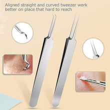 Load image into Gallery viewer, Blackhead Remover Tool Kit 7 Pcs Spot Remover Kit for Remove Acne Comedones Whitehead Spot Pimple Zit Ingrown Hair Eyebrow Tweezers Spot Tool Kit
