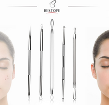 Load image into Gallery viewer, Blackhead Remover Tool Kit 5Pcs Spot Remover Tool- Acne Pimple Comedone Extractor - Pimple Popper for Facial Care Skin Protect with Silver Metal Case (5PCS)
