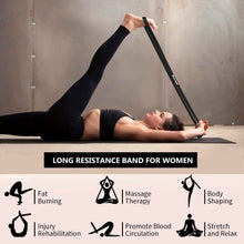 Load image into Gallery viewer, Long Resistance Band Exercise Band, Premium Black Pull Up Resistance Band for Women and Men, Ideal for Home Gym Fitness, Yoga, Pilates, Powerlifting
