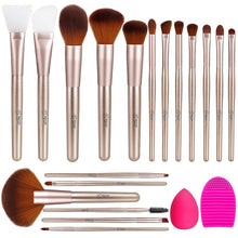 Load image into Gallery viewer, BESTOPE Pro Makeup Brushes 16PCs Premium Synthetic Professional Makeup Brush set with 2PCs Silicone Face Mask Brush 1 Makeup Sponge and 1 Brush Cleaner Foundation Brushes Blending Shadows Make Up Brushes

