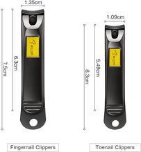 Load image into Gallery viewer, Lot de 2 coupe-ongles en acier inoxydable pour ongles de doigts et d&#39;orteils
