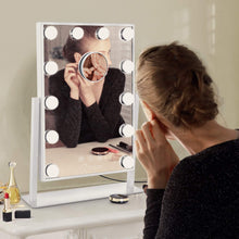 Load image into Gallery viewer, Miroir Maquillage avec 12 Ampoules LED , Miroir Cosmétique 3 Couleur Réglable, Grand Miroir de Maquillage Lumineux avec Support pour Téléphone Portable
