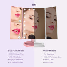 Load image into Gallery viewer, Makeup Mirror Lighted Makeup Mirror with Lights,Vanity Mirror with 2x/3x Magnification,180 Degree Rotation,Cosmetic Light Up Mirror
