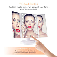 Load image into Gallery viewer, Makeup Mirror with Lights 21 Led Light Up Mirror with 2X/3X Magnification Vanity Mirror with Lights Touch Screen 180 Degree Rotation Dual Power Supply
