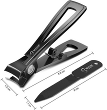 Load image into Gallery viewer, Nail Clippers Set,Fingernail Toenail Clippers,Heavy Duty Sturdy Steel Nail Cutter Trimmer Set with Carry Case for Men and Women Black 2PCS
