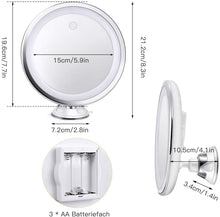 Load image into Gallery viewer, Miroir de Maquillage grossissant x10 Intelligent, Tactile et Portable avec 3 Modes d&#39;éclairage, Rotatif à 360 degrés, Ventouse puissante, pour Table de Salle de Bain et Voyage
