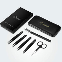 Load image into Gallery viewer, Eyebrow Tweezers Professional Set 6Pcs Precision Tweezer for Eyebrows Plucking Ingrown Hair Removal Tool, Daily Beauty Tool for Women and Men
