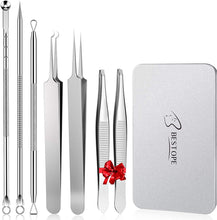 Load image into Gallery viewer, Blackhead Remover Tool Kit 7 Pcs Spot Remover Kit for Remove Acne Comedones Whitehead Spot Pimple Zit Ingrown Hair Eyebrow Tweezers Spot Tool Kit
