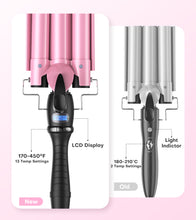 Load image into Gallery viewer, BESTOPE PRO 3 Barrel Curling Iron Wand with LCD Temperature Display, Ceramic Tourmaline Hair Waver for Beach Waves, Dual Voltage Crimper for Women, Portable &amp; Heat up Quickly, Pink, 1&quot;
