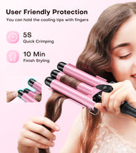 Load image into Gallery viewer, BESTOPE PRO 3 Barrel Curling Iron Wand with LCD Temperature Display, Ceramic Tourmaline Hair Waver for Beach Waves, Dual Voltage Crimper for Women, Portable &amp; Heat up Quickly, Pink, 1&quot;
